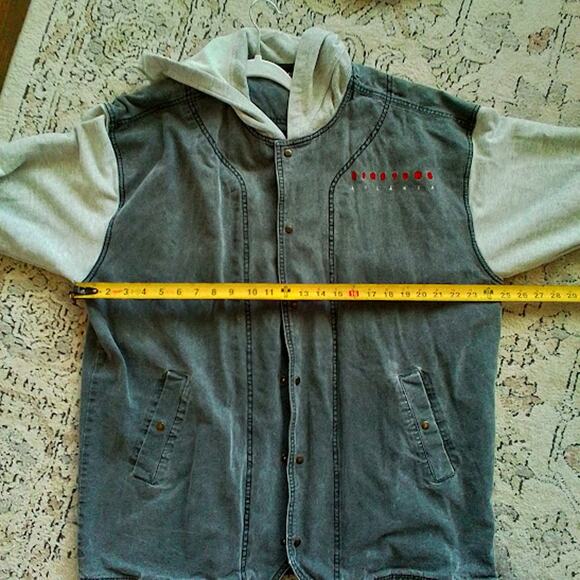 Vintage Nike Niketown Atlanta Denim Hoodie Jacket Size L - Picture 6 of 8